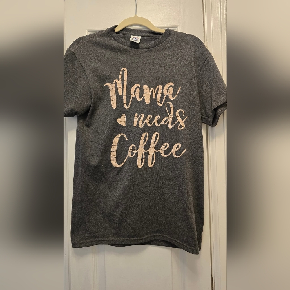 Delta Dark Gray Tee with Cream Coffee Print